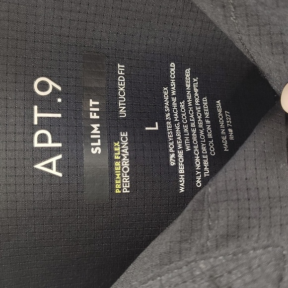 Apt 9 Mens Button Down Size Large Untucked Fit Slim Fit Black Breathable Shirt - Picture 4 of 7